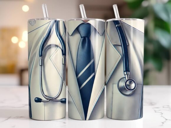20oz Doctor Uniform Tumbler Wrap PNG: Graphics for Tumbler Wraps