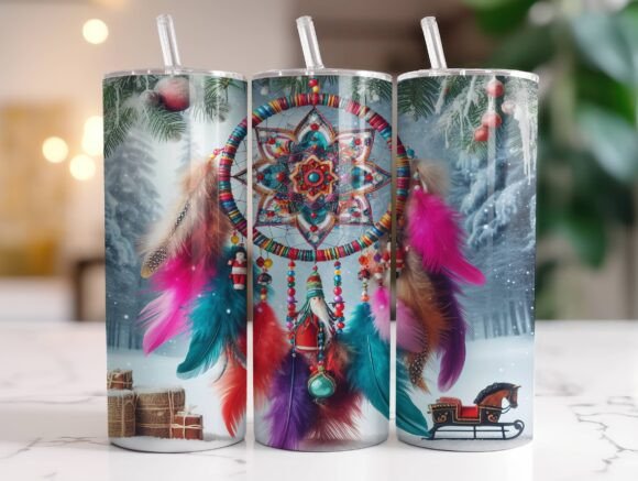20oz Dreamcatcher Christmas Tumbler Wrap Graphics
