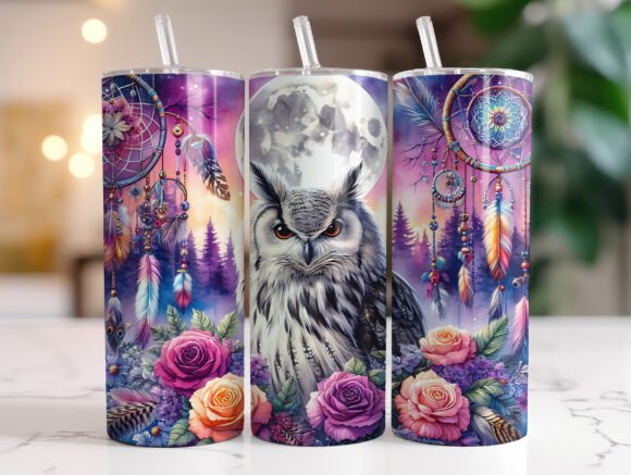 20oz Owl Dreamcatcher Tumbler Wrap: Graphics & Tumbler Wraps