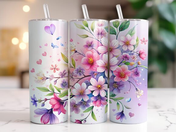20oz Whimsical Floral Bliss Tumbler Wrap: Graphics & Tumbler Wraps