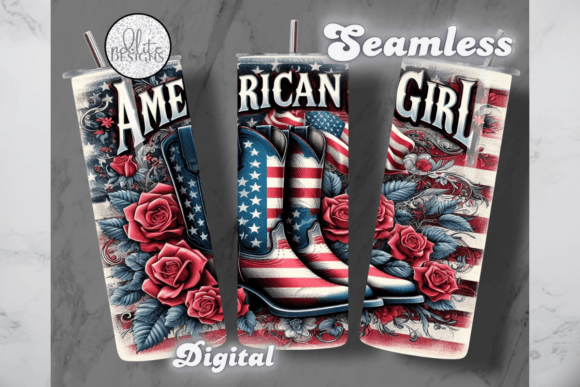 American Girl Patriotic Tumbler Wrap Graphics