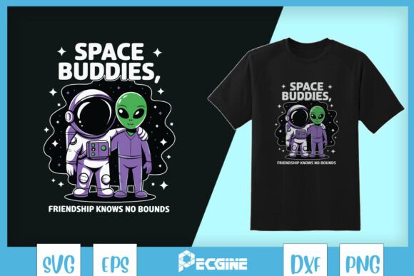 Astronaut & Alien Friend Space SVG: Graphics for T-Shirt Designs