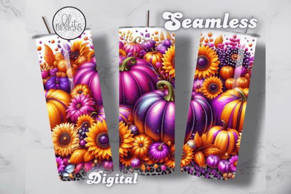 Autumn Pumpkins and Sunflowers Wrap: Graphics for Tumbler Wraps