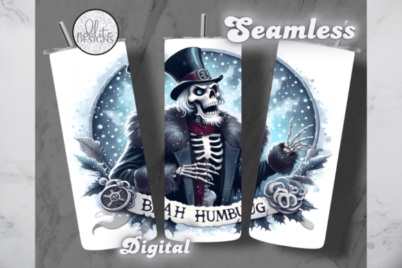 Bah Humbug Scrooge Skeleton Tumbler Wrap Graphics
