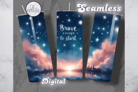 Brave Enough Stars Motivate Tumbler Wrap Graphics