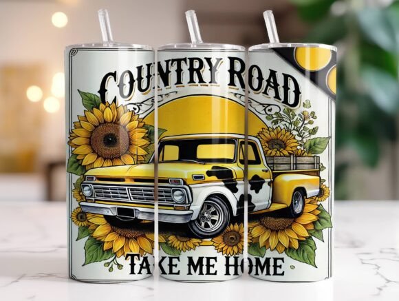 Country Road 20oz Tumbler Wrap Design: Graphics for Tumbler Wraps