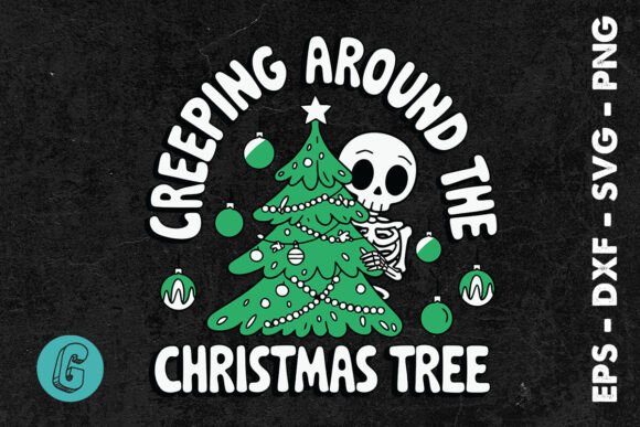 Creeping Around Christmas Tree SVG Graphics & Print Templates