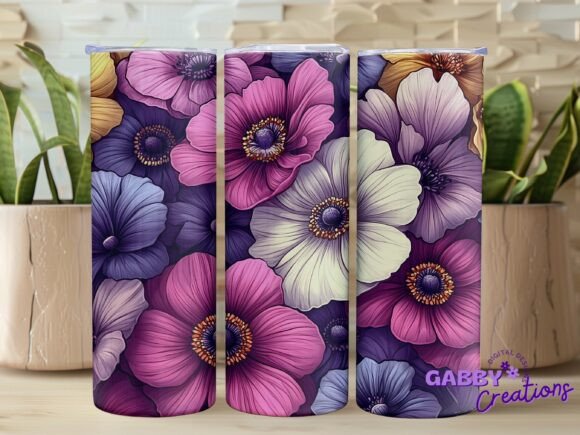 Floral 20oz Skinny Tumbler Wrap PNG Graphics