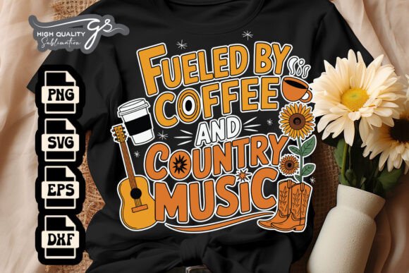 Fueled by Coffee and Country Music SVG: Crafts & Graphics for Local Brands