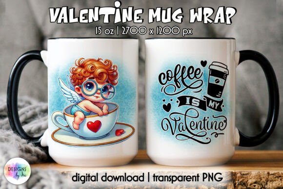 Funny Cupid Valentine Mug Wrap: Graphics & Illustrations