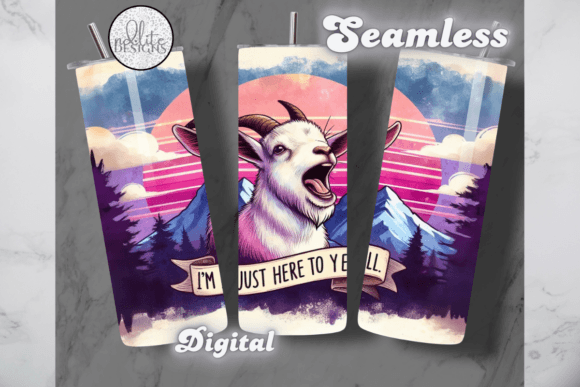 Goat I’m Just Here to Yell Tumbler Wrap Graphics