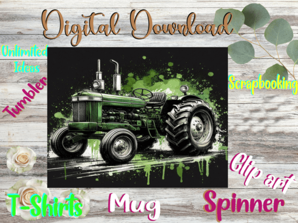 Green Tractor Drip: Graphics for Tumbler Wraps