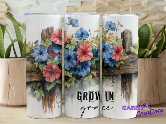Grow in Grace Tumbler Wrap PNG: Graphics for Faith-Based Branding
