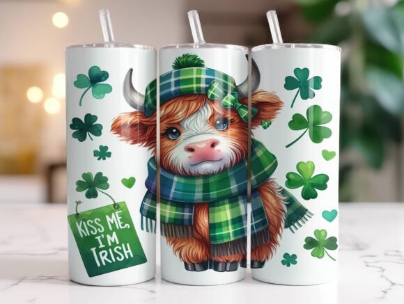 Highland Cow St Patrick’s Day Tumbler Graphics