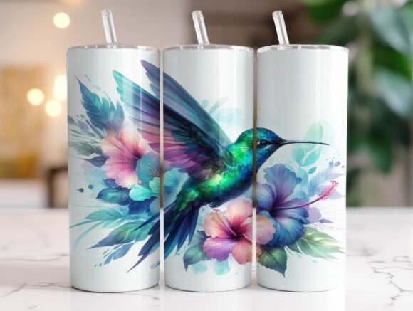 Hummingbirds Floral Tumbler Wraps & Graphics
