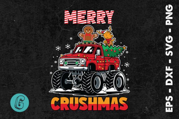 Merry Christmas Monster Truck SVG: Graphics & Print Templates