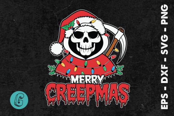 Merry Creepmas Christmas Skeleton SVG: Graphics for Print Templates
