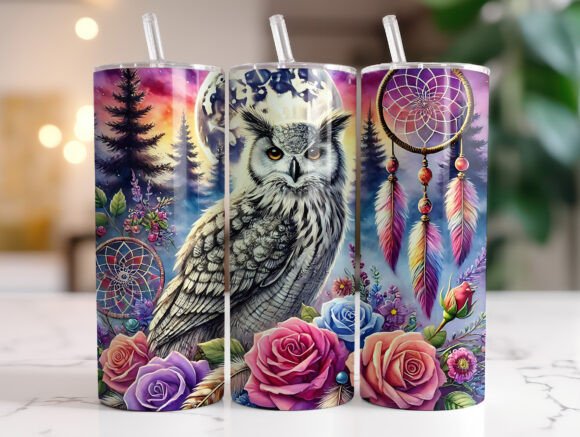 Owl Dreamcatcher Tumbler Wrap Graphics