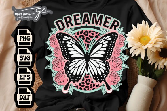 Pink Butterfly Dreamer Quotes SVG: Graphics for Crafts & Creative Branding