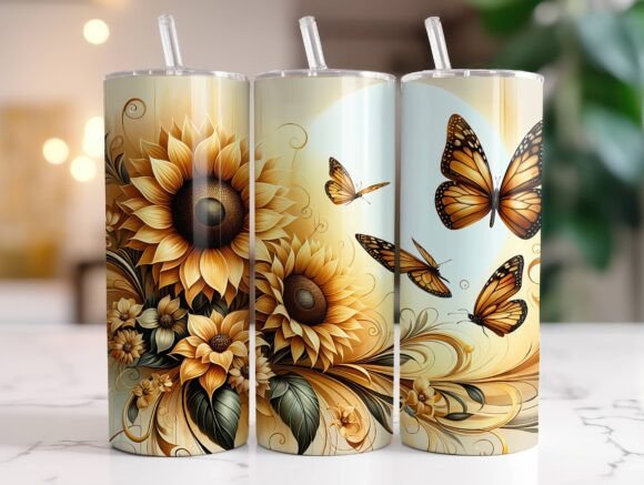 Sunflower 20 Oz Tumbler Wrap PNG: Graphics for Tumbler Wraps