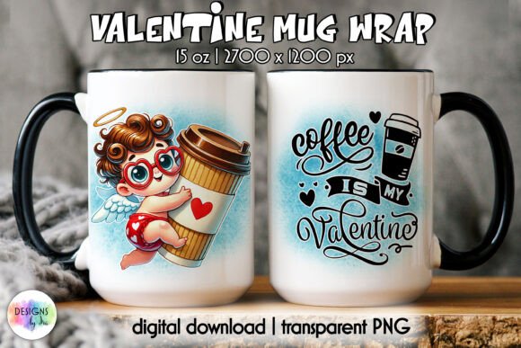 Valentines Day Funny Mug Wrap, Cupid PNG Graphics & Illustrations