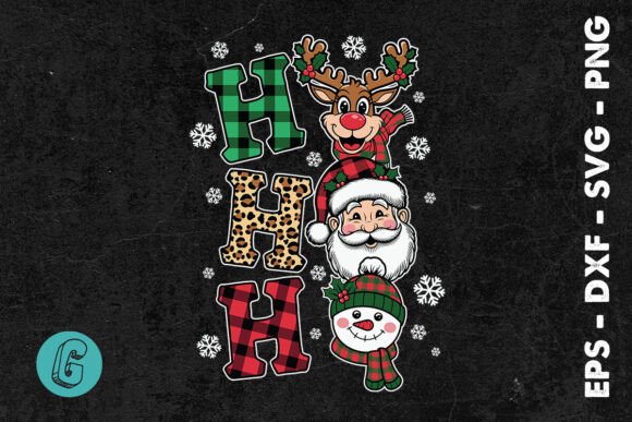 Vintage Christmas Ho Buffalo Plaid SVG Graphics & Print Templates