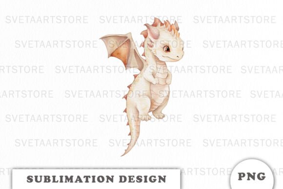 Watercolor Cute Dragon Graphics & Illustrations