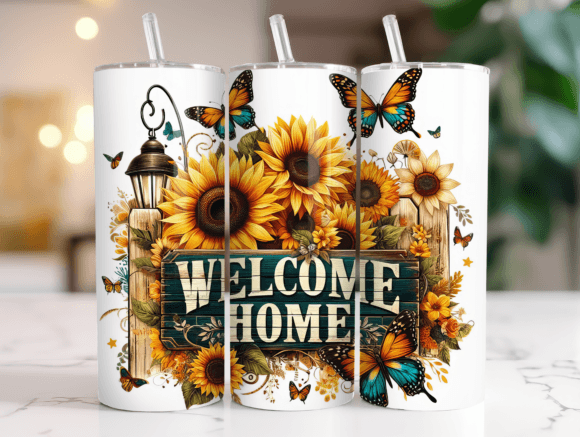 Welcome Home Floral Tumbler Wraps & Graphics