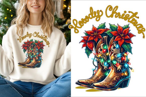 Western Howdy Christmas Sublimation PNG: Graphics for Crafts & Branding