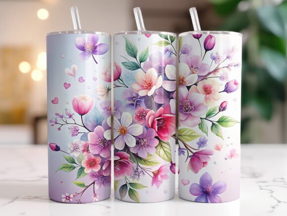 Whimsical Floral Bliss Graphics for Tumbler Wraps